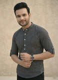 Men Striped Thread Work Kurta