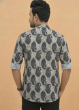 Men Yoke Design Patchwork Kurta