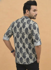 Men Yoke Design Patchwork Kurta