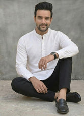 Pure Cotton A-Line White Kurta