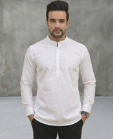 Pure Cotton A-Line White Kurta