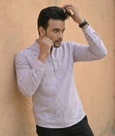 Men Yoke Design Flared Sleeves Thread Work Handloom Kurta
