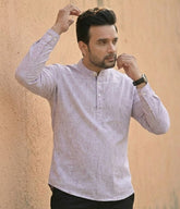 Men Yoke Design Flared Sleeves Thread Work Handloom Kurta