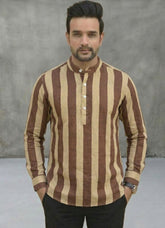 Men Yoke Design Patchwork Handloom Kurta