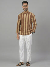 Men Yoke Design Patchwork Handloom Kurta