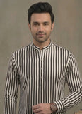 Men Cold-Shoulder Sleeves Thread Work Handloom Kurta