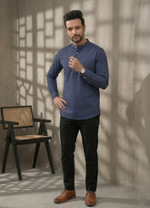 Men Keyhole Neck Handloom Kurta