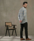Men Checked Flared Sleeves Thread Work Handloom Kurta