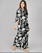 Women Printed Cord set Black 2027