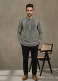 Men Checked Thread Work Pathani Kurta