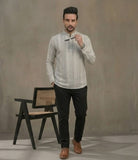 Men Checked Thread Work Handloom Pathani Kurta