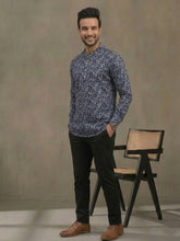 Pure Cotton A-Line Blue Kurta