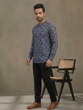 Pure Cotton A-Line Blue Kurta