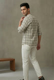 Men White Line Kurta