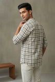 Men White Line Kurta