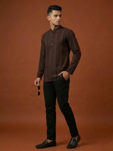 Men's Short Maroon Cotton Kurta