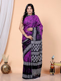 Bagru Block Print Cotton mulmul Sarees With Running Blouse Purple HS-5013