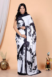 Bagru Block Print Cotton mulmul Sarees With Running Blouse Black HS-5015