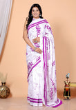 Bagru Block Print Cotton mulmul Sarees With Running White HS-5036