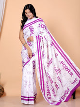 Bagru Block Print Cotton mulmul Sarees With Running White HS-5036