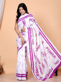 Bagru Block Print Cotton mulmul Sarees With Running White HS-5036