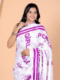 Bagru Block Print Cotton mulmul Sarees With Running White HS-5036