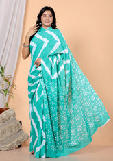 Bagru Block Print Cotton mulmul Sarees With Running Pink HS-5043