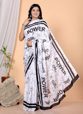 Bagru Block Print Cotton mulmul Sarees With Running White HS-5044