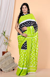 Bagru Block Print Cotton mulmul Sarees With Running Green HS-5045