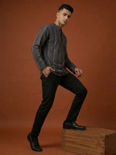 Men's Short Navy Blue Cotton Kurta