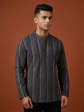 Men's Short Navy Blue Cotton Kurta