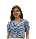 Combo of 2 WHITE And BLUE Cotton Flax Women Top