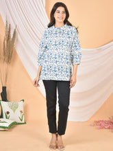 Women White Sky blue Top T-02