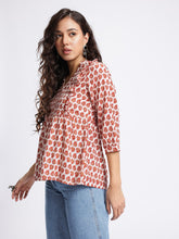 PRINTED WOMEN CREAM&RED TOP