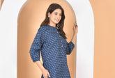 Women Blue Printed Top T-14