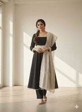 WOMEN KURTA SET BLACK COLOR