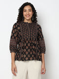 WOMEN FLORAL TOP BLACK