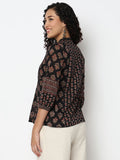 WOMEN FLORAL TOP BLACK