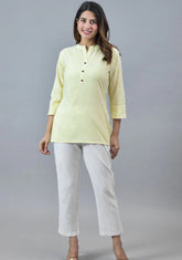 Yellow White Cotton Stripe Women Top-10285