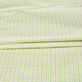 Beige Green Small Checks Cotton Handloom Fabric