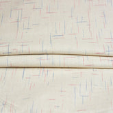 Beige Red and Blue Texture Cotton Handloom Fabric