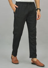 Men Cotton Solid Co-ord Set Gray and Black-25781