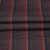 Black Red Stripe Handloom Cotton Fabric