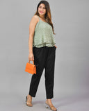 Combo of 2 Black and Beige Cotton Flax Women Trouser Pant