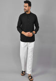 BLACK SOLID COTTON HANDLOOM CORD SET-25078