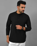 BLACK SOLID COTTON HANDLOOM CORD SET-25078