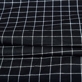 Black White Checks Cotton Handloom Fabric