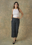 Black White Cotton Checks Regular Pant