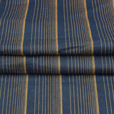 Black Yellow Stripe Handloom Cotton Fabric