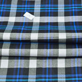 Blue Black and White Checks Handloom Cotton Fabric